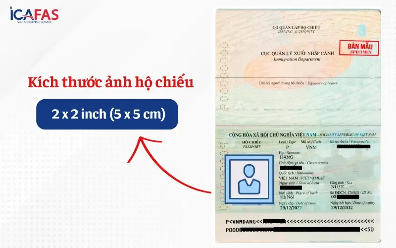Quy định về kích thước của ảnh hộ chiếu là 2 x 2 inch và có phông nền trắng