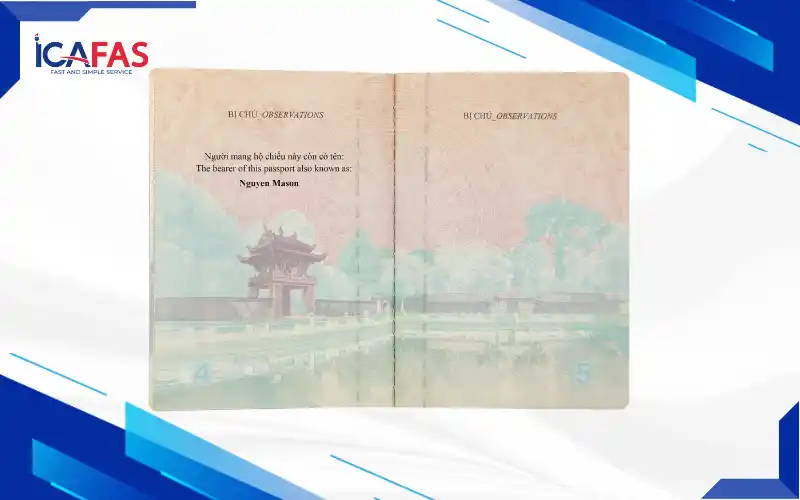 Có thể thêm bị chú tên khác vào hộ chiếu Việt Nam